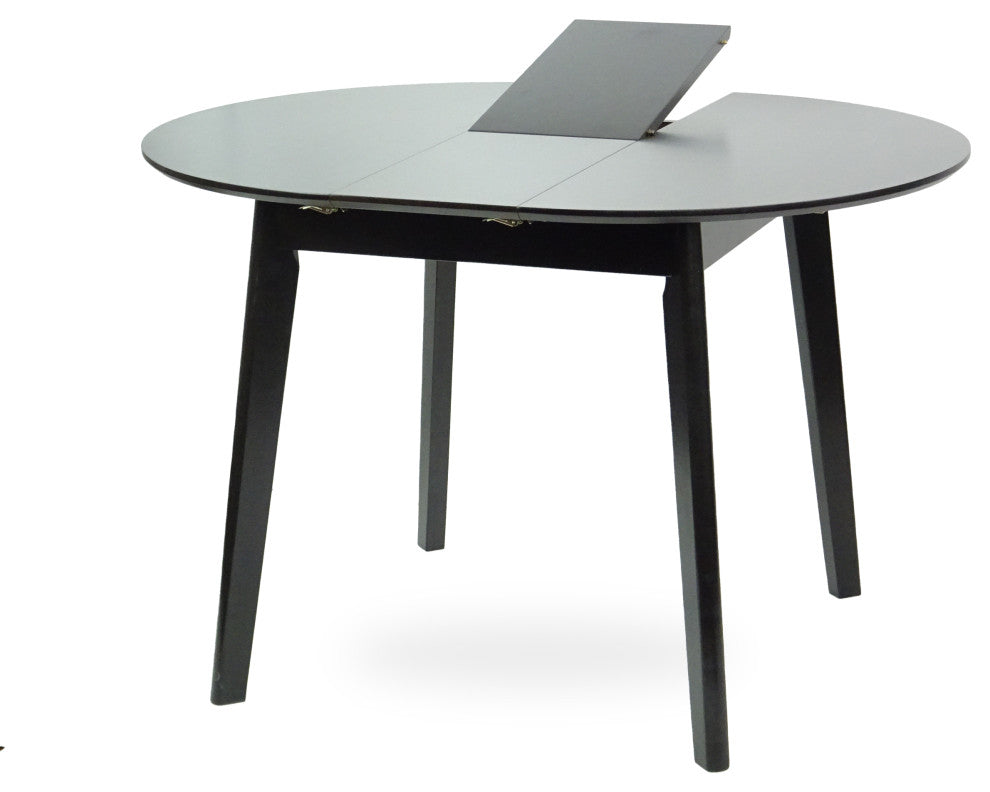 Dining Room Set of 6 Yumiko Chairs and Extendable Round Table, Black Color