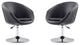 Set of 2 Accent Chair, Adjustable Cushioned Seat & Curved Back, Black Pu Leather