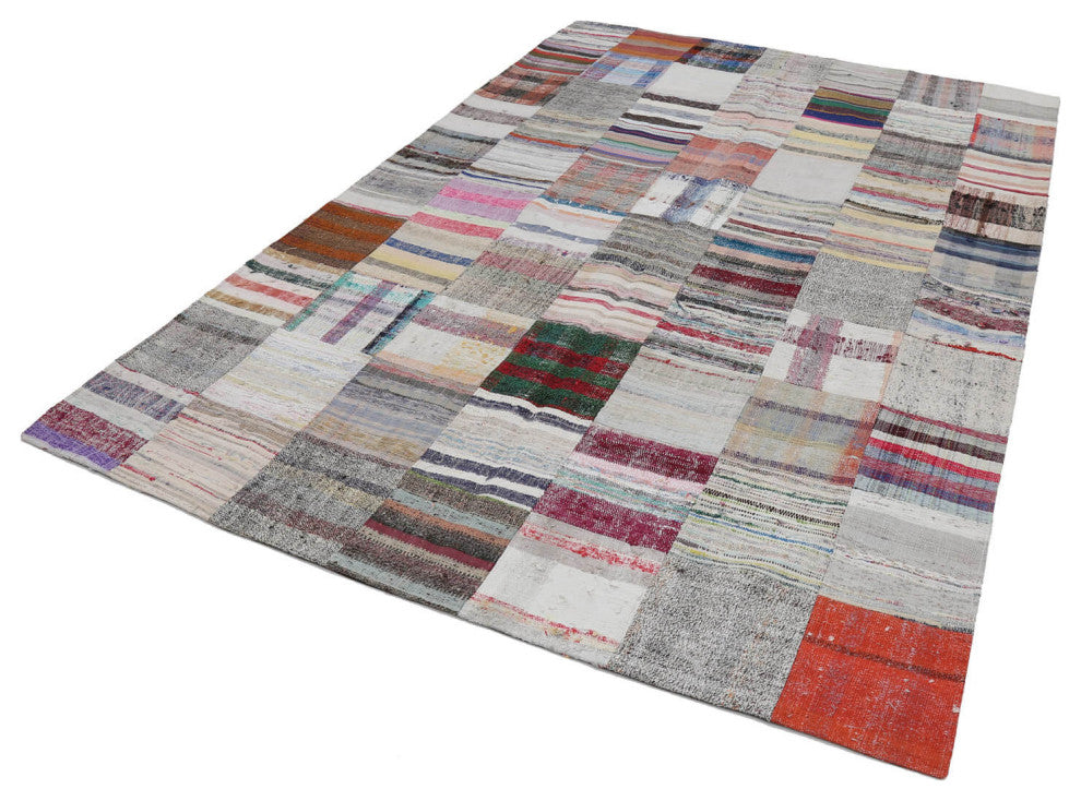 Rug N Carpet - Handmade Turkish 6' 11'' x 9' 10'' Rustic Patchwork Kilim Rug