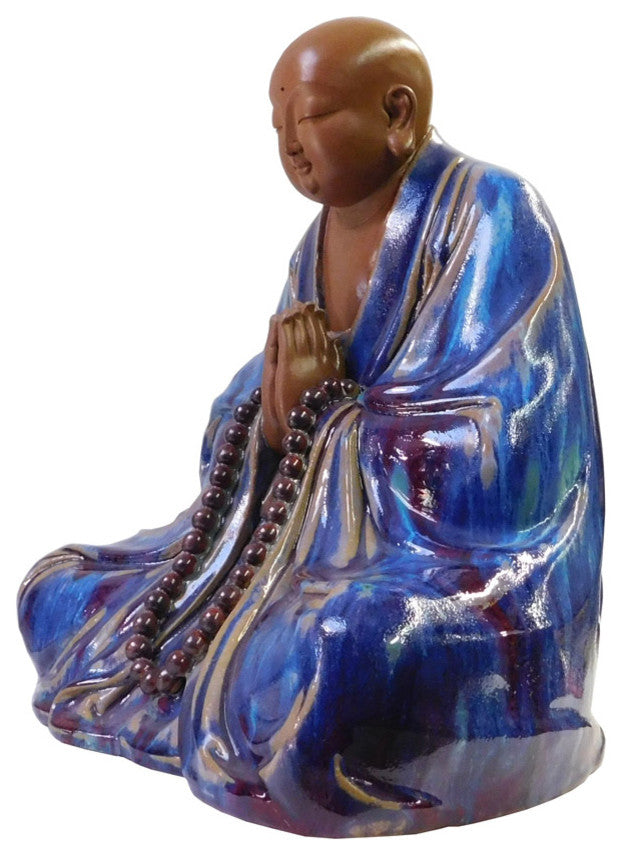 Chinese Ceramic Blue Glaze Sitting Buddha Statue