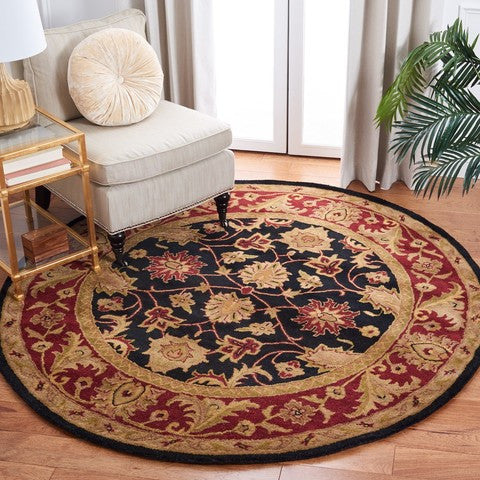Safavieh Classic Cl244C Black, Burgundy Area Rug, 8'0" X 8'0"