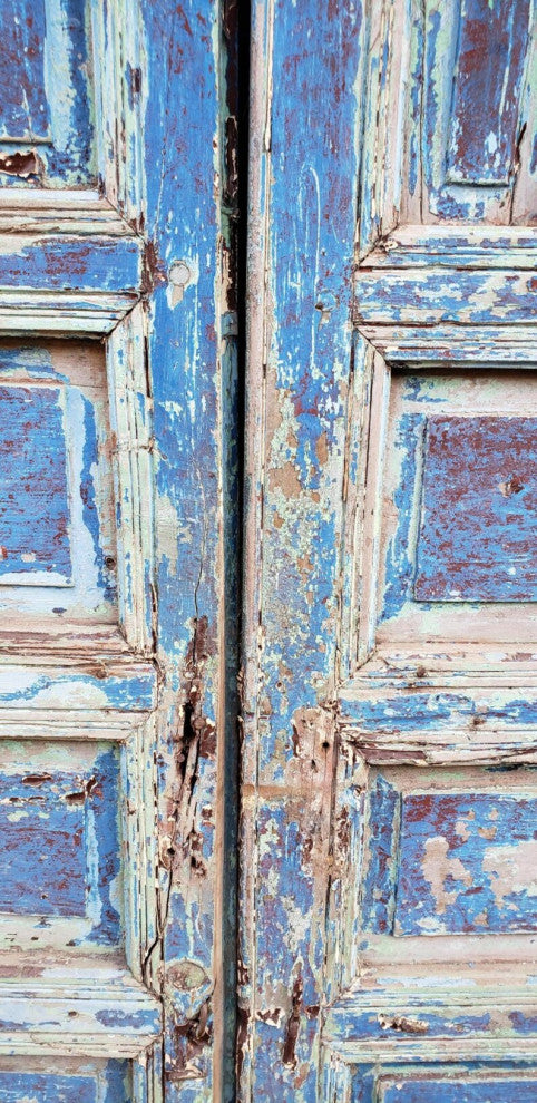 Moroccan Old Hand Painted Double Door, Wooden 23MO17