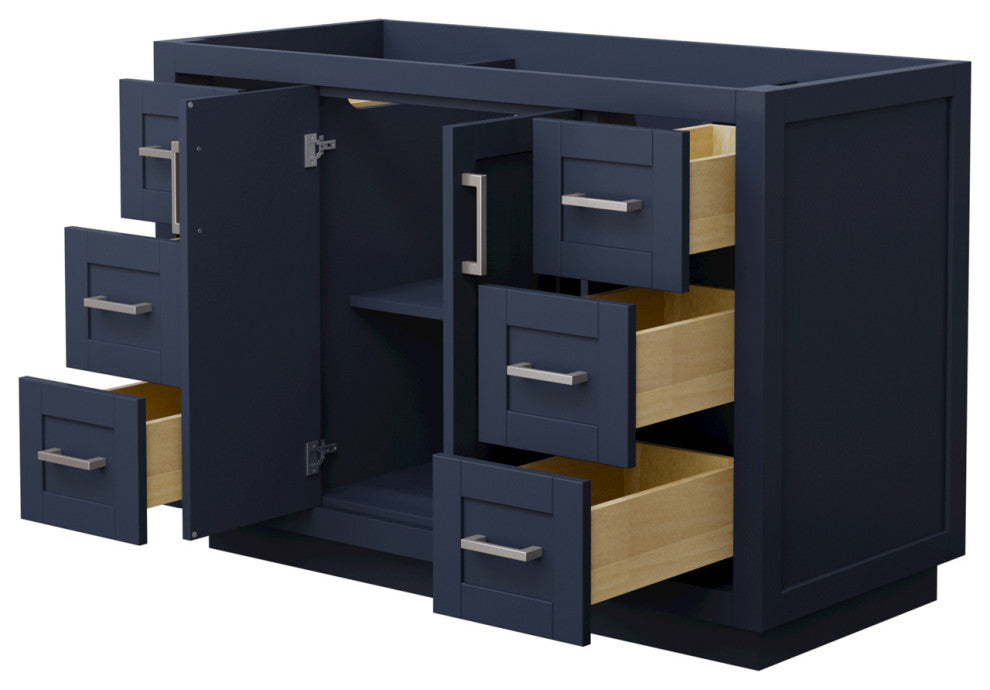 48" Single Bathroom Vanity, Dark Blue, No Countertop, No Sink, Nickel Trim