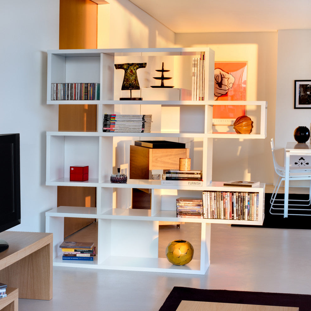 Modern Large Modular Display 2 Tone Shelves, White Frame/White Backs
