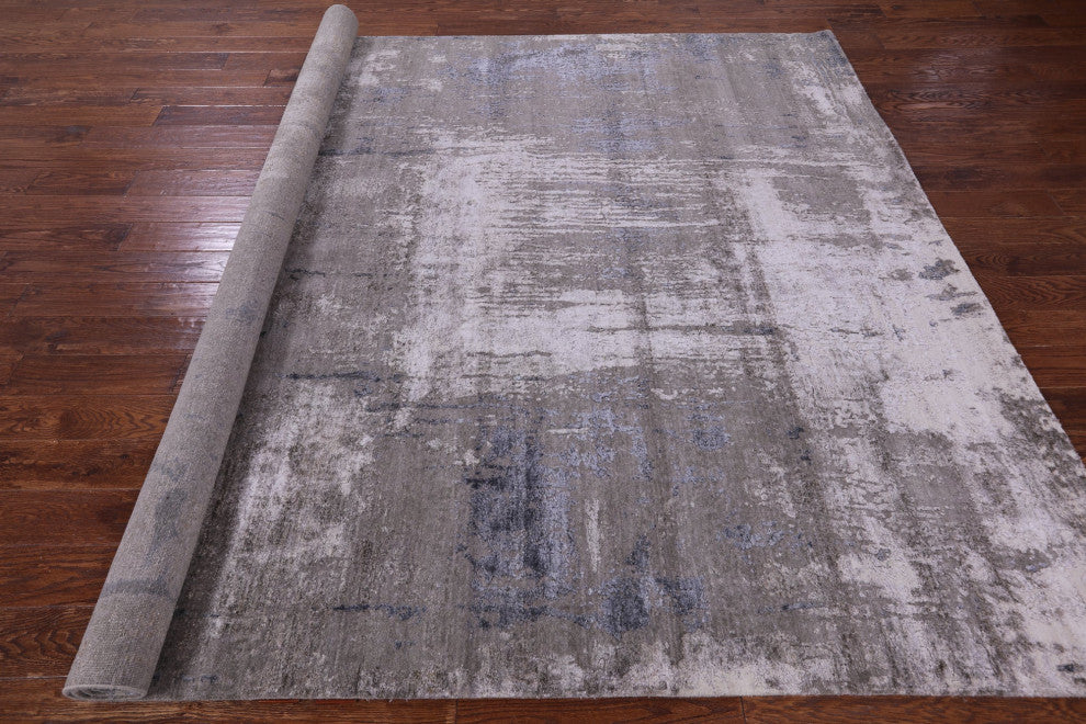 Abstract Wool & Silk Hand Knotted Rug 8' 0" X 10' 2" - Q13092