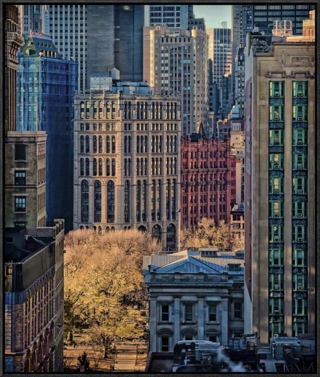 "City Life" Framed Canvas Giclee by Liyun Yu, 26x31"