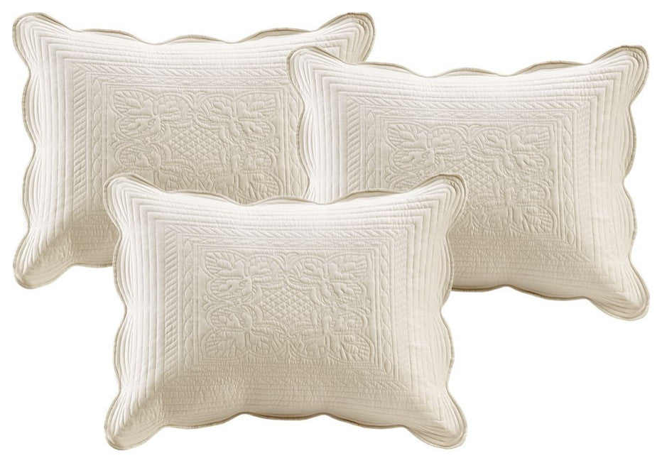Madison Park Tuscany 6 Piece Reversible Scalloped Edge Daybed Cover Set, Cream