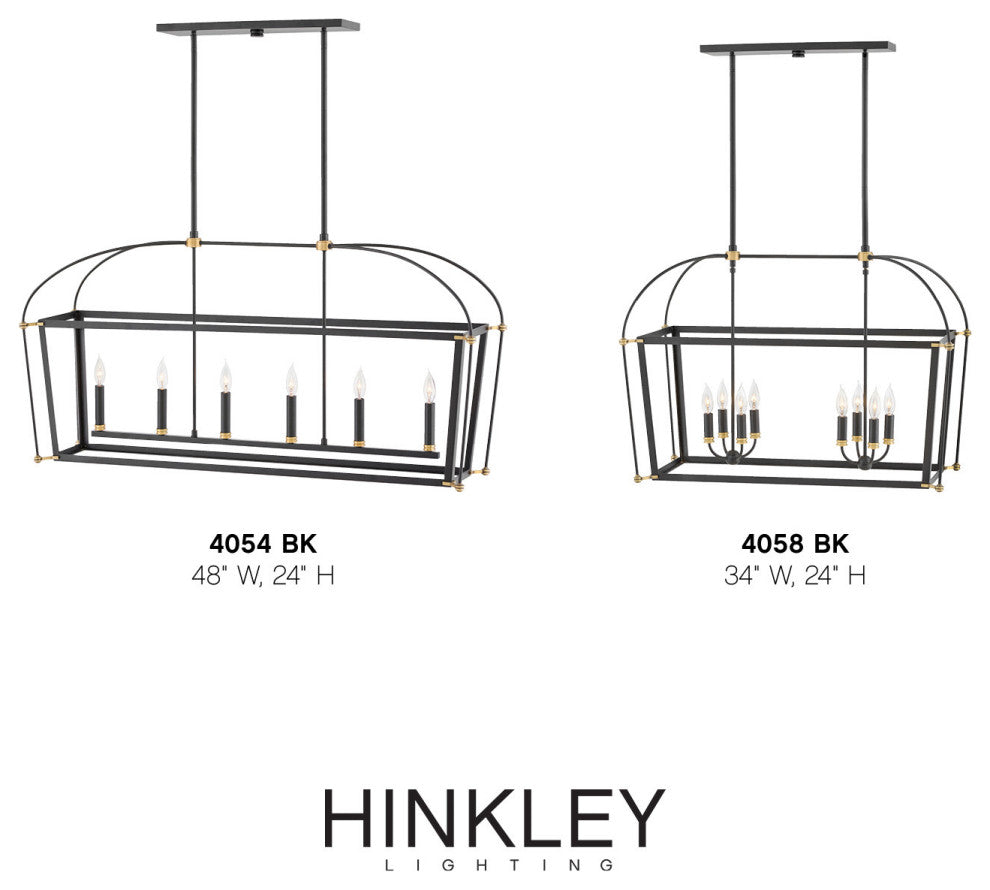 Hinkley Lighting 4054 Selby 6 Light 48"W Taper Candle Linear - Black