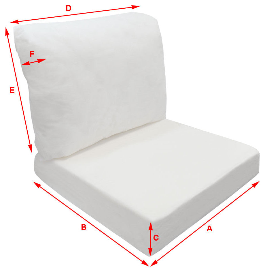 Large 26" x 30" x 6" Deep Seat Cushion Insert Foam Back Polyester Fill Fiber