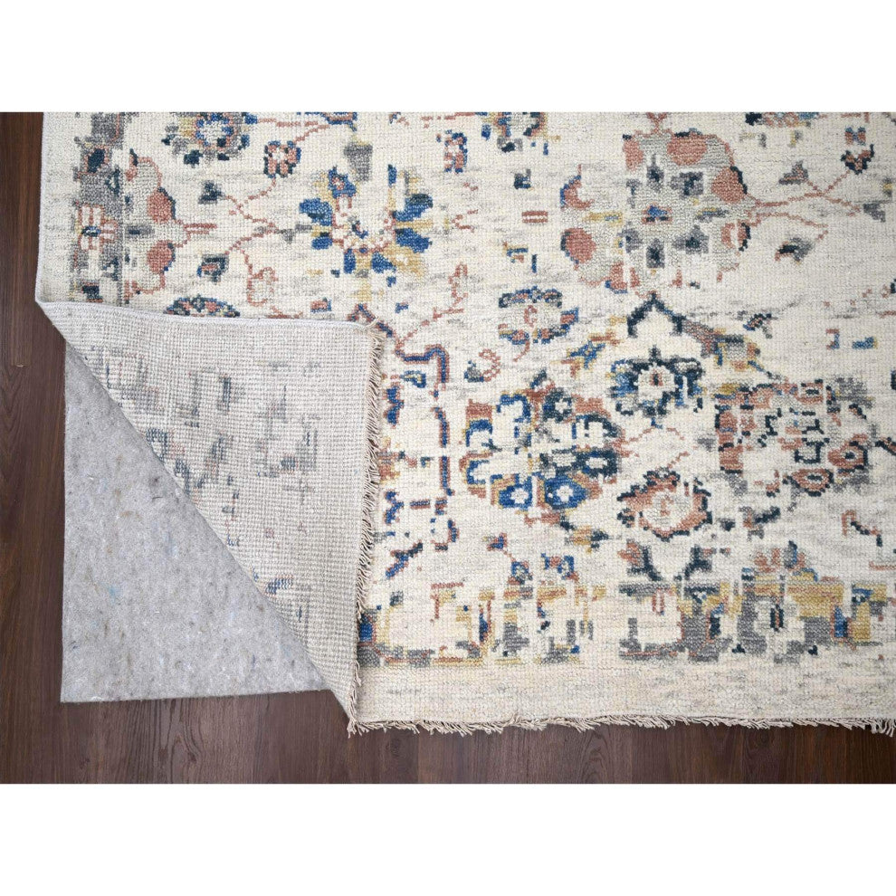 Ivory Mahal Design 100% Wool Hand Knotted Oriental Rug, 11'10"x17'8"