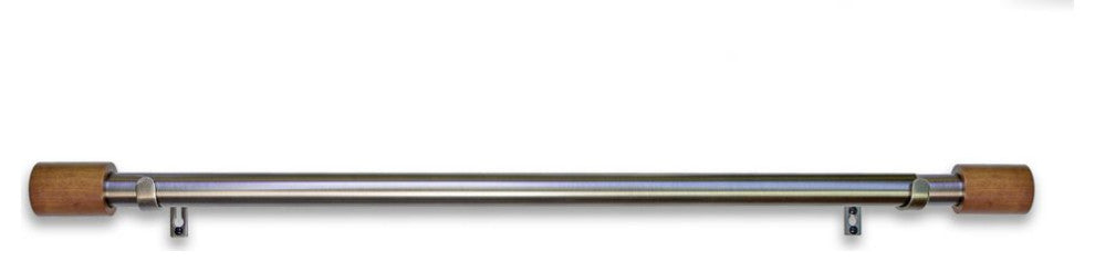Linen Avenue Wood Cylinder Single Curtain Rod Set,28 to 48-Inch,Antique Silver