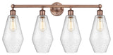 Cindyrella 4-Light 34" Bath Vanity Light, Antique Copper, Seedy Shade