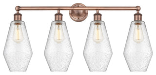 Cindyrella 4-Light 34" Bath Vanity Light, Antique Copper, Seedy Shade