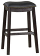 Benzara Curved Leatherette Bar Stool With Nailhead Trim, Set of 2, Black