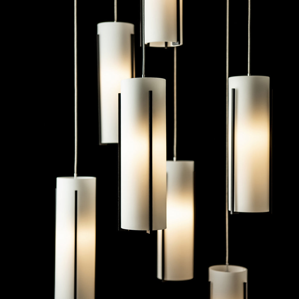 Exos 9-Light Round Pendant, Black Finish, Opal Glass, Standard Overall Height