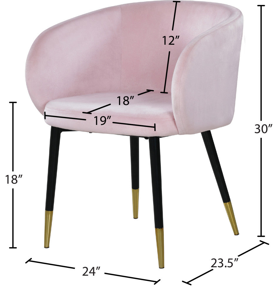 Louise Velvet Dining Chair, Pink