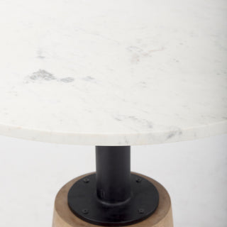 Maxwell 32" Round White Marble Accent Pedestal Bistro Table