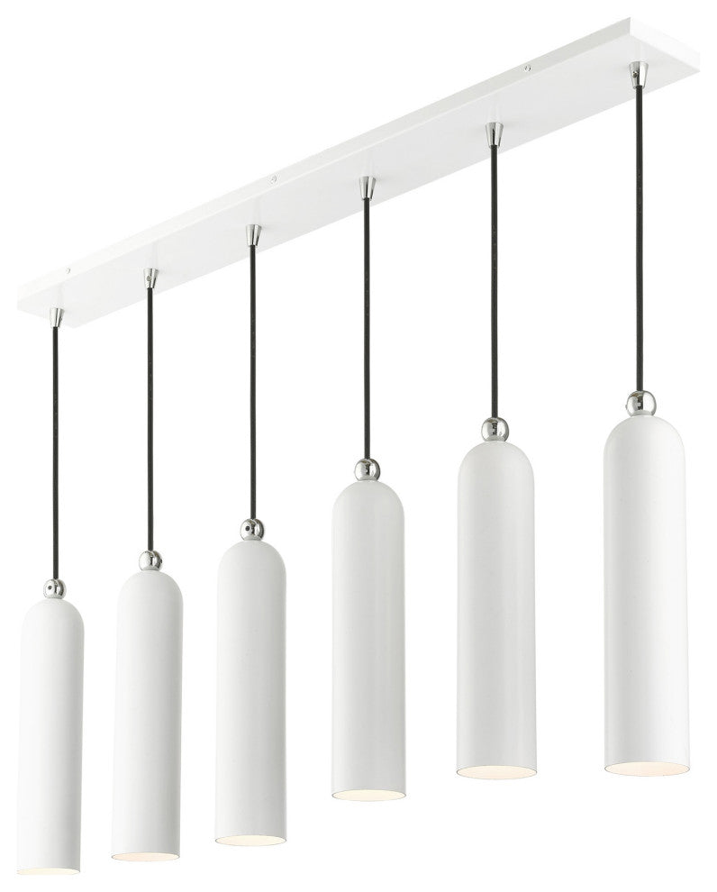 Shiny White Finish Mid Century Modern, Urban, Scandinavian Linear Pendant
