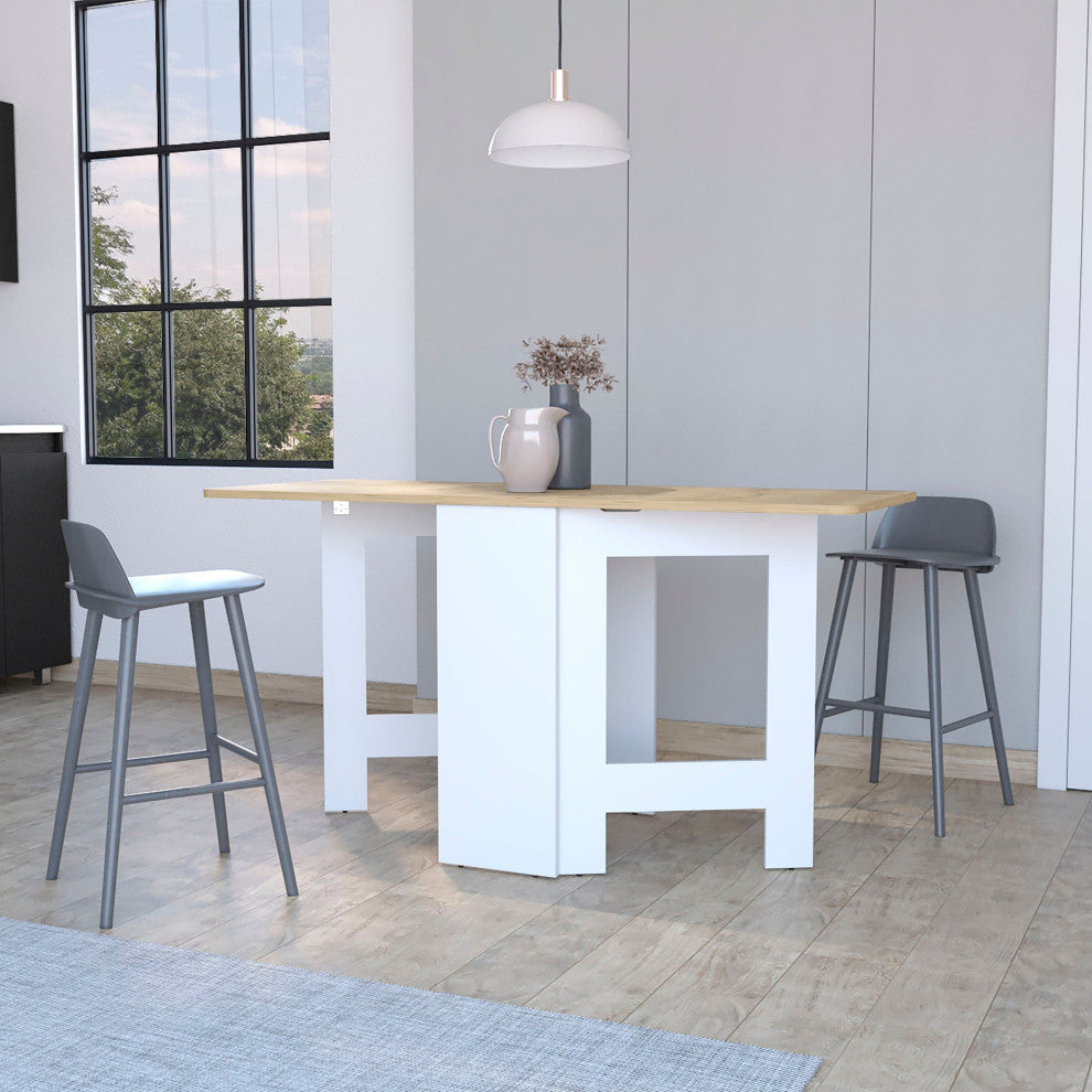 Kailua Folding Dining Table, White/Macadamia