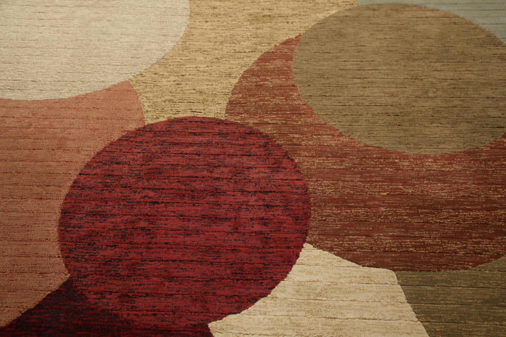 Modern Circles & Dots Carpet Transitional Turkish Area Rug, 10'10"x7'10
