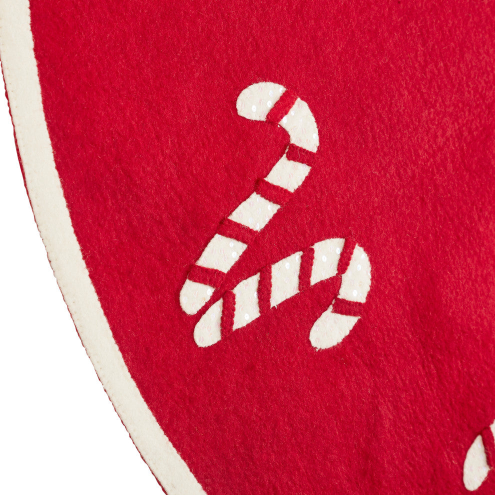Candy Cane Christmas Tree Skirt in Red