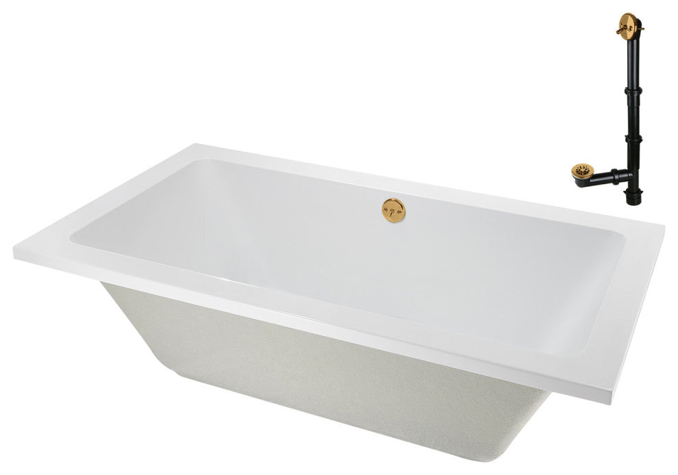 Streamline 66 in. x 34 in. Acrylic Drop-In Bathtub, Brushed Gold