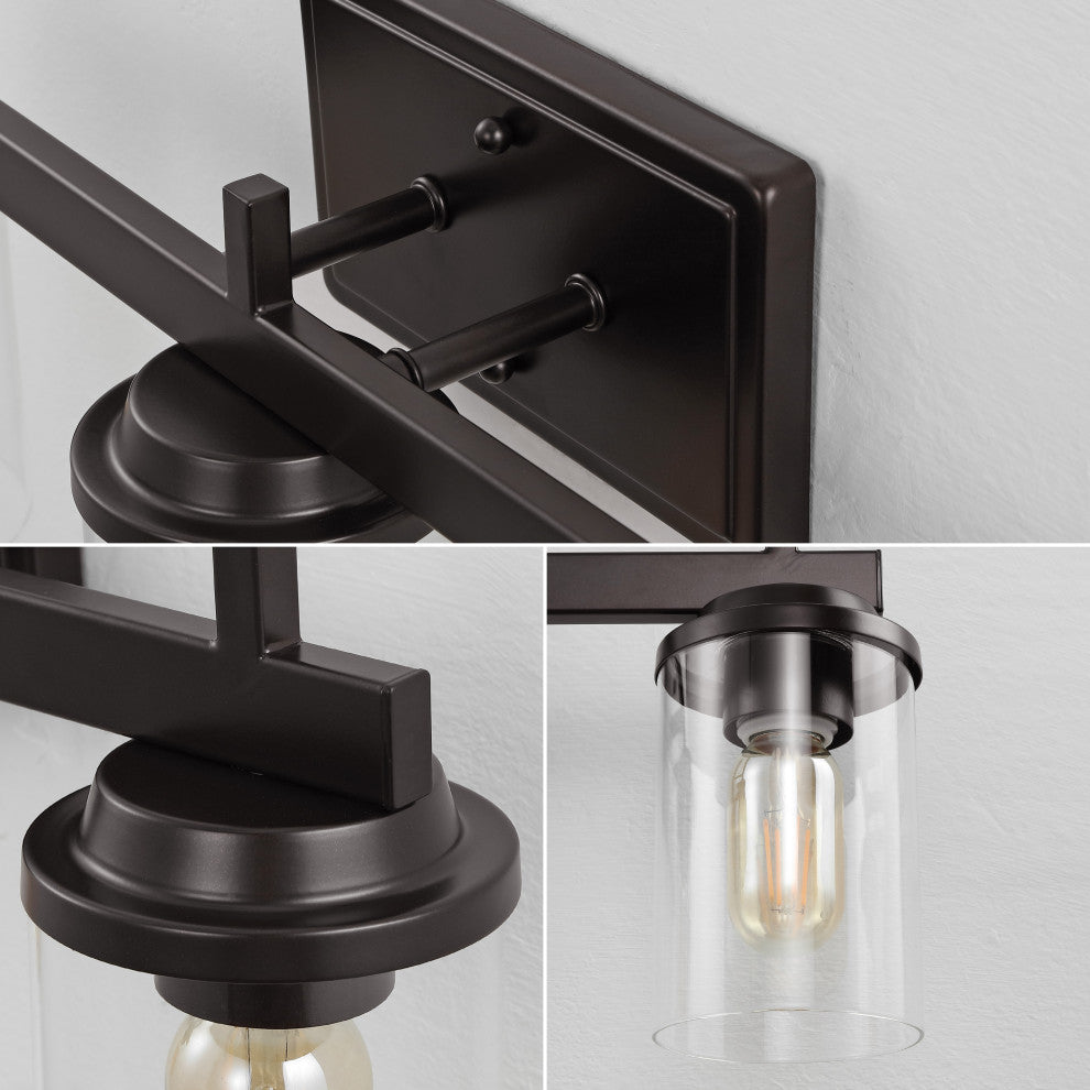 3-Light Industrial Vanity Light With Bathroom Hardware Accessory Set, 5-Piece