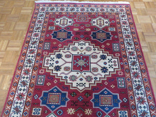 4'8x6'5 Hand Knotted Red Kazak Oriental Rug
