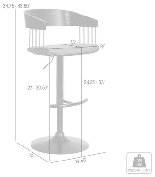 Larisa Upholstered Wood Adjustable Bar Stool with Black Metal Base