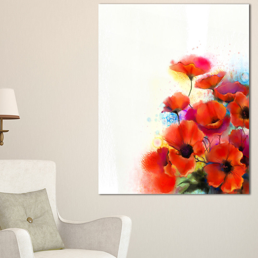 "Bunch of Watercolor Poppy Flowers" Flower Wall Art, 30"x40"