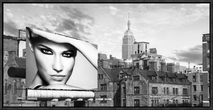 "A Billboard in Manhattan" Framed Canvas Giclee by Lauren, 25x13"