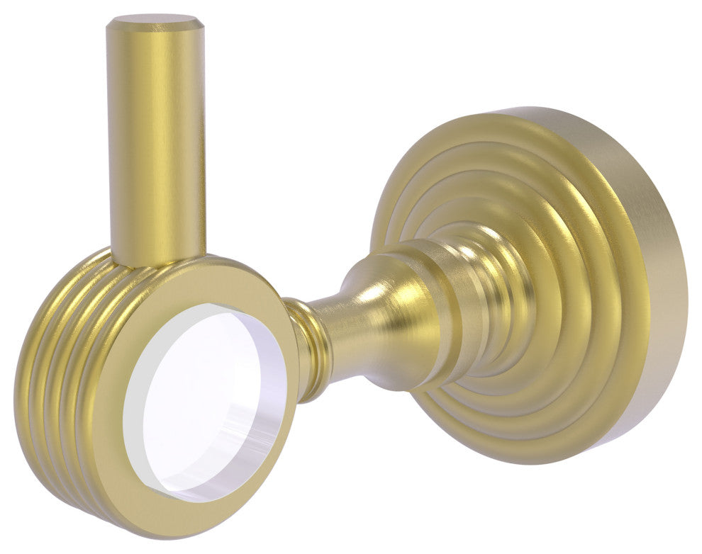 Pacific Grove Robe Hook with Groovy Accents, Satin Brass