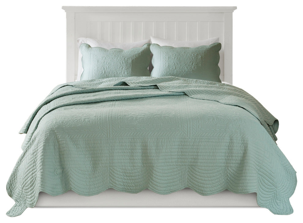 Madison Park Tuscany 3 Piece Reversible Scalloped Edge Quilt Set
