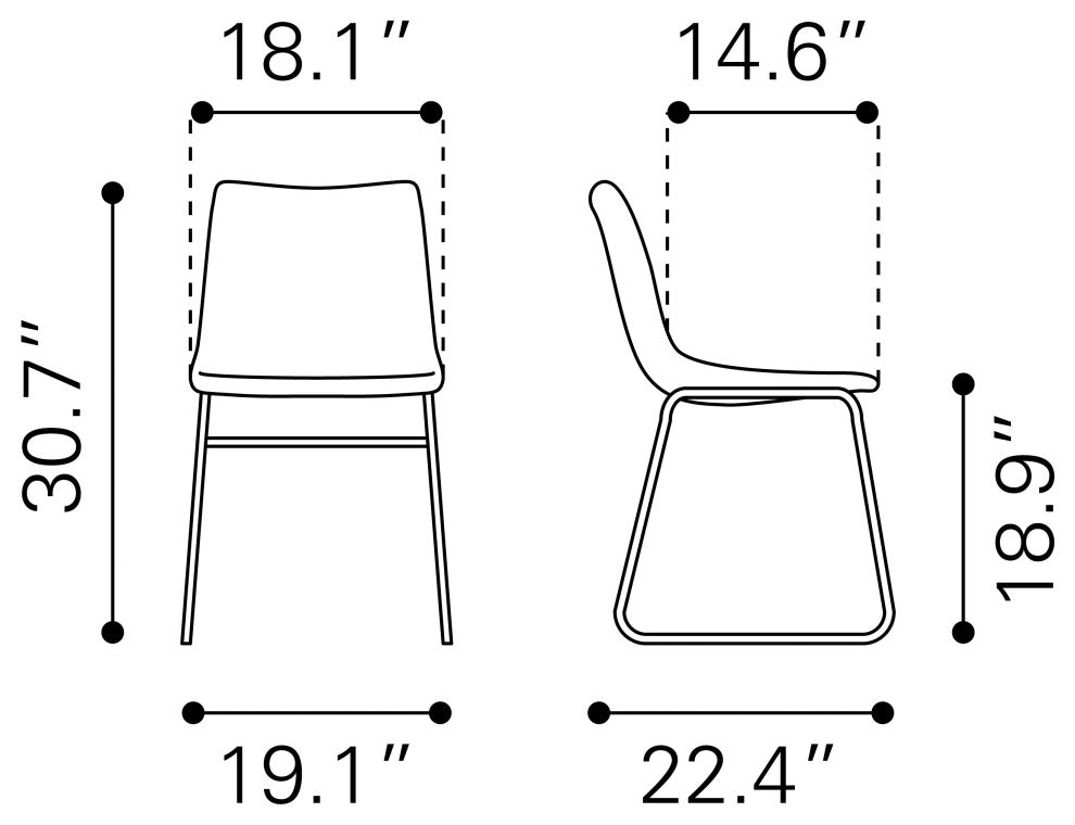 Smart Dining Chair, Set of 2 Black