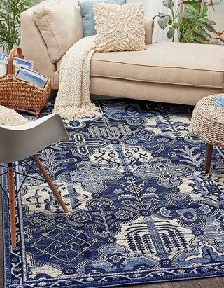 Unique Loom Blue La Jolla Cathedral 4'x6' Area Rug