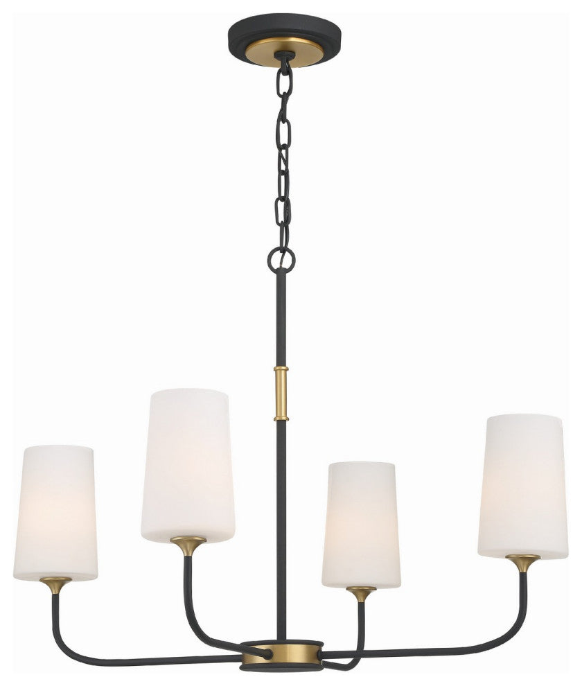 Niles 4-Light Chandelier, Black Forged / Modern Gold