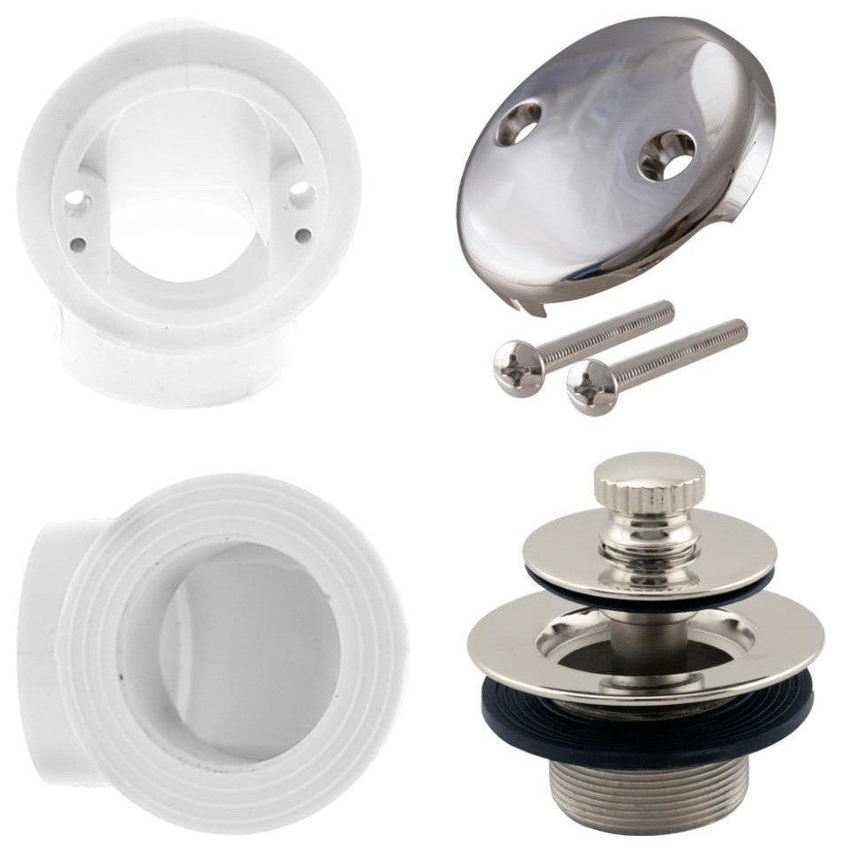 Twist & Close Sch. 40 PVC Plumber'S Pack With Two-Hole Elbow In Polished Chrome,