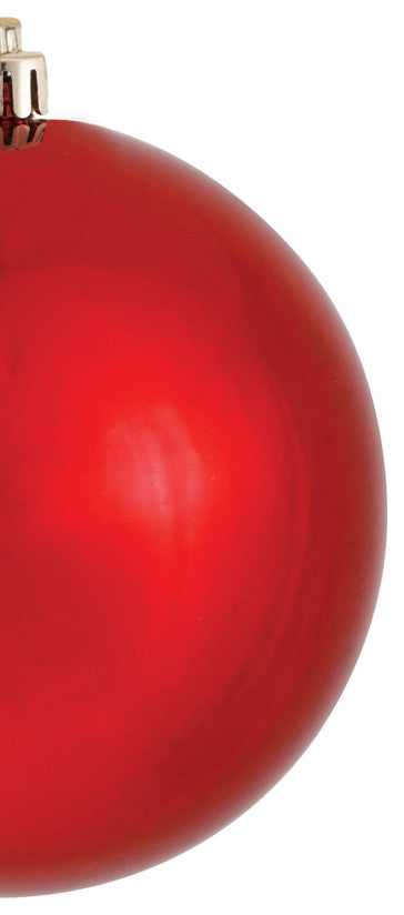 Vickerman N591503DSV 6" Red Shiny Ball Ornament, 4 per Bag