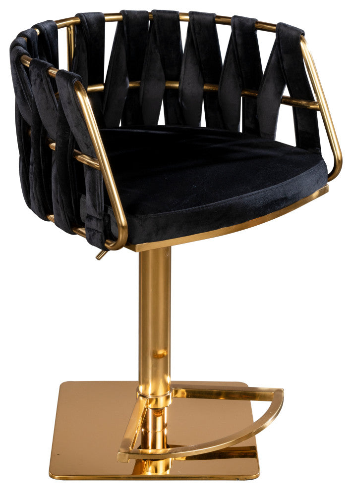 Milano Adjustable Swivel Bar Chair Stool, Black/Gold
