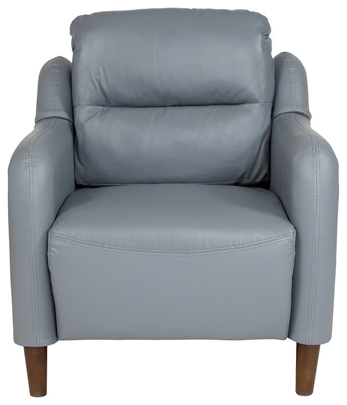 Newton Hill Upholstered Bustle Back Arm Chair in Gray Leather