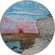 Sunset Seashore, Seascape Painting Round Wall Art, 36"