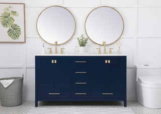 Blue 60" Double Sink Bathroom Vanity