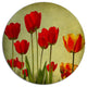 Grunge Flowers Background, Modern Floral Round Metal Wall Art, 11"