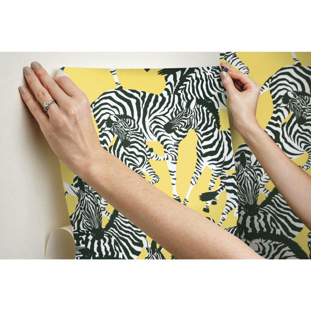 Yellow & White Herd Together Peel & Stick Wallpaper