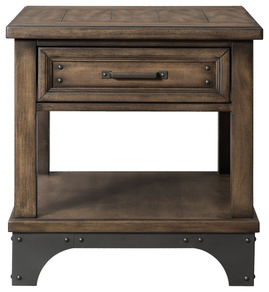 Whiskey River 23" Wide End Table With Drawer and Shelf, Gun Powder Gray