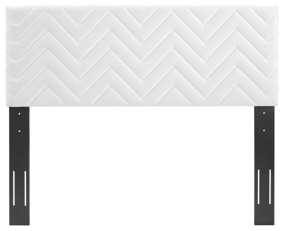 Mercy Chevron Tufted Performance Velvet King/California King Headboard, White