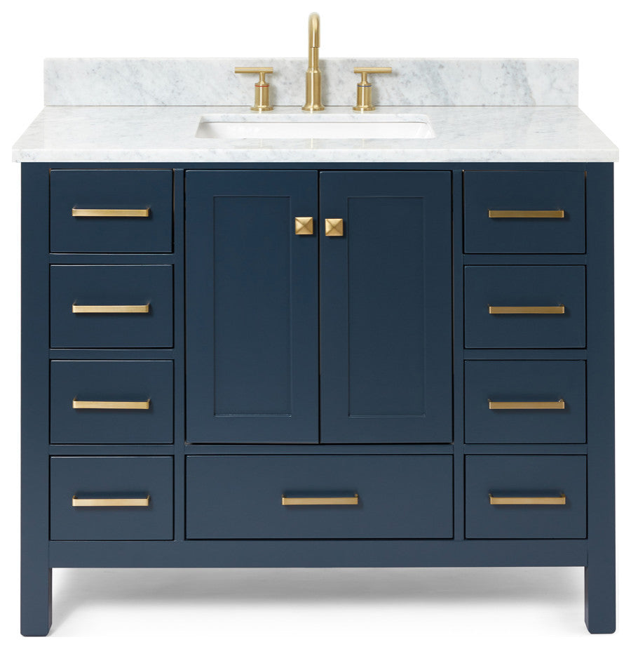 ARIEL Cambridge 43" Rectangle Sink Bath Vanity Carrara Marble