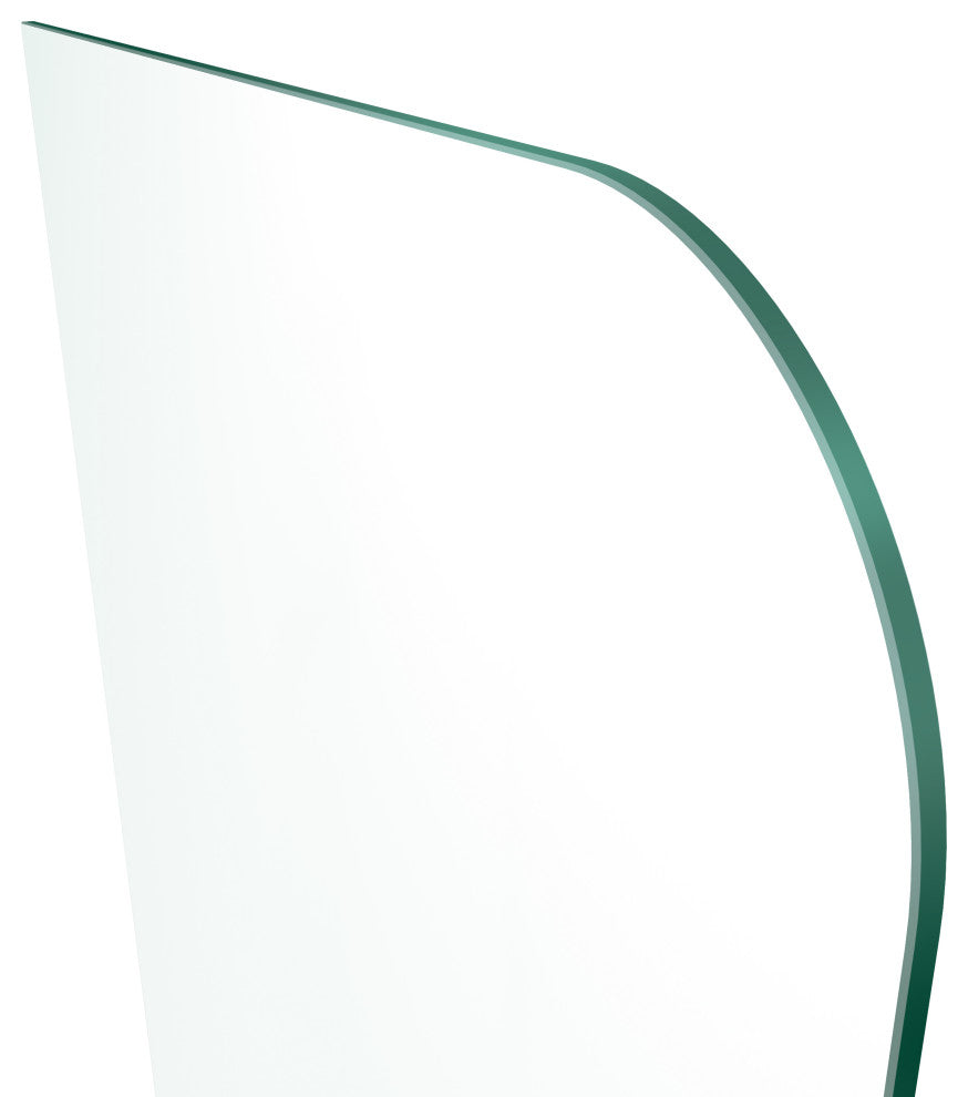 34"x58.25" Frameless Bathtub Shower Door Single Fixed Panel Radius, Brushed Nickel