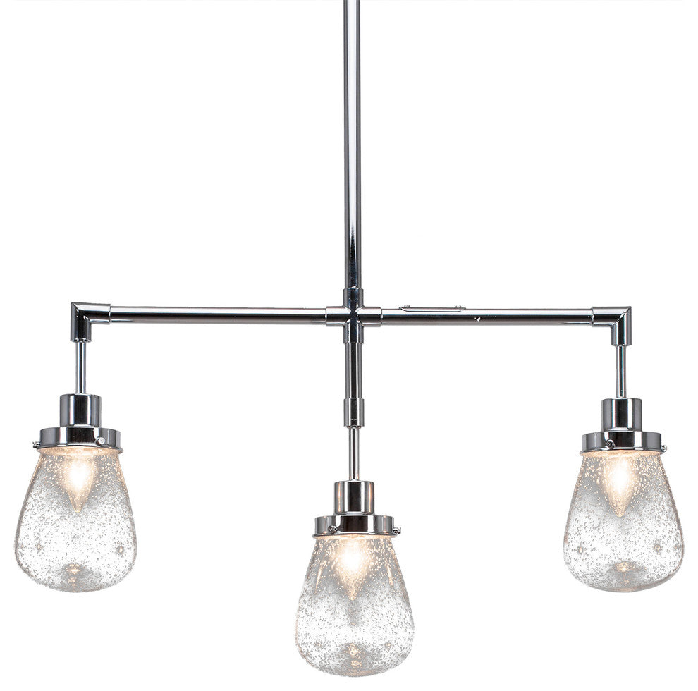 Meridian 3 Light Bar, Chrome Finish, 5" Clear Bubble Glass