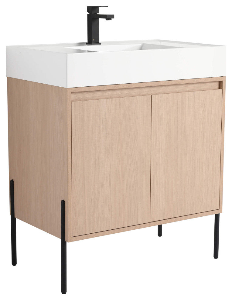 Fine Fixtures Crownpoint Bathroom Vanity, White Oak, 30", White